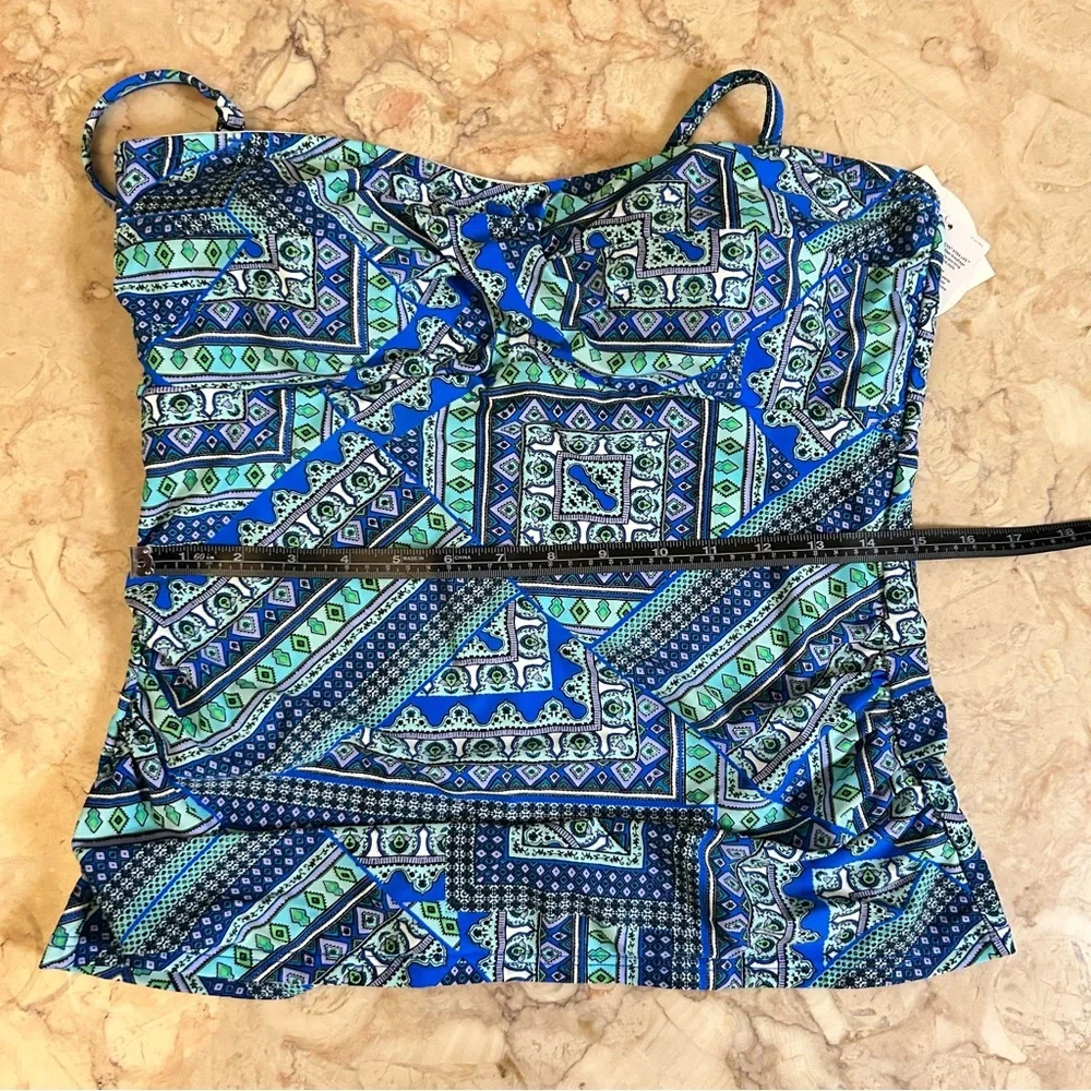 NWT Croft & Barrow Tankini Top Size 14 Blue Green